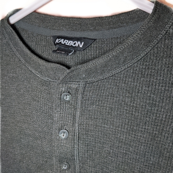 KARBON GREEN LONG SLEEVE 3 BUTTON MEN'S SWEATSHIRT - Picture 3 of 7